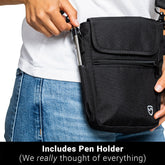 Shield Your Body SYB Phone Pouch Deluxe with pen holder, black mobile phone accessory designed for secure phone storage.