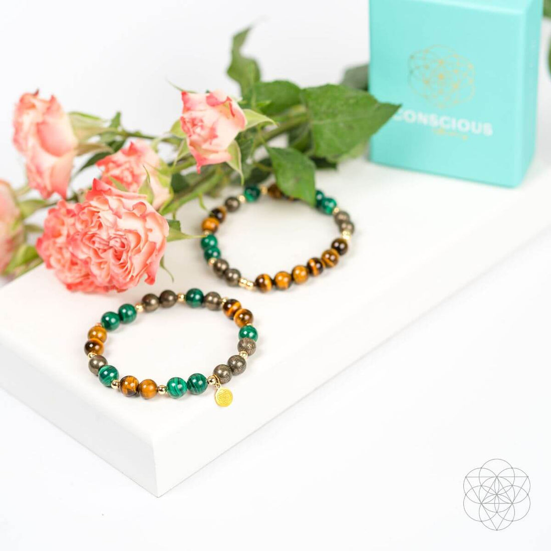 Conscious Items Powerhouse of Success trio of stones bracelet bundle featuring natural stone beads on elastic jewelry set.