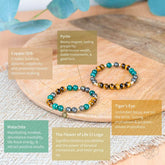 Conscious Items Powerhouse of Success trio of stones bracelet jewelry set with mixed gemstone beads on adjustable cord.