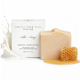 Handmade tallow and goat milk soap bar by Pretty Farm Girl, fragrance-free, with a creamy, smooth texture.