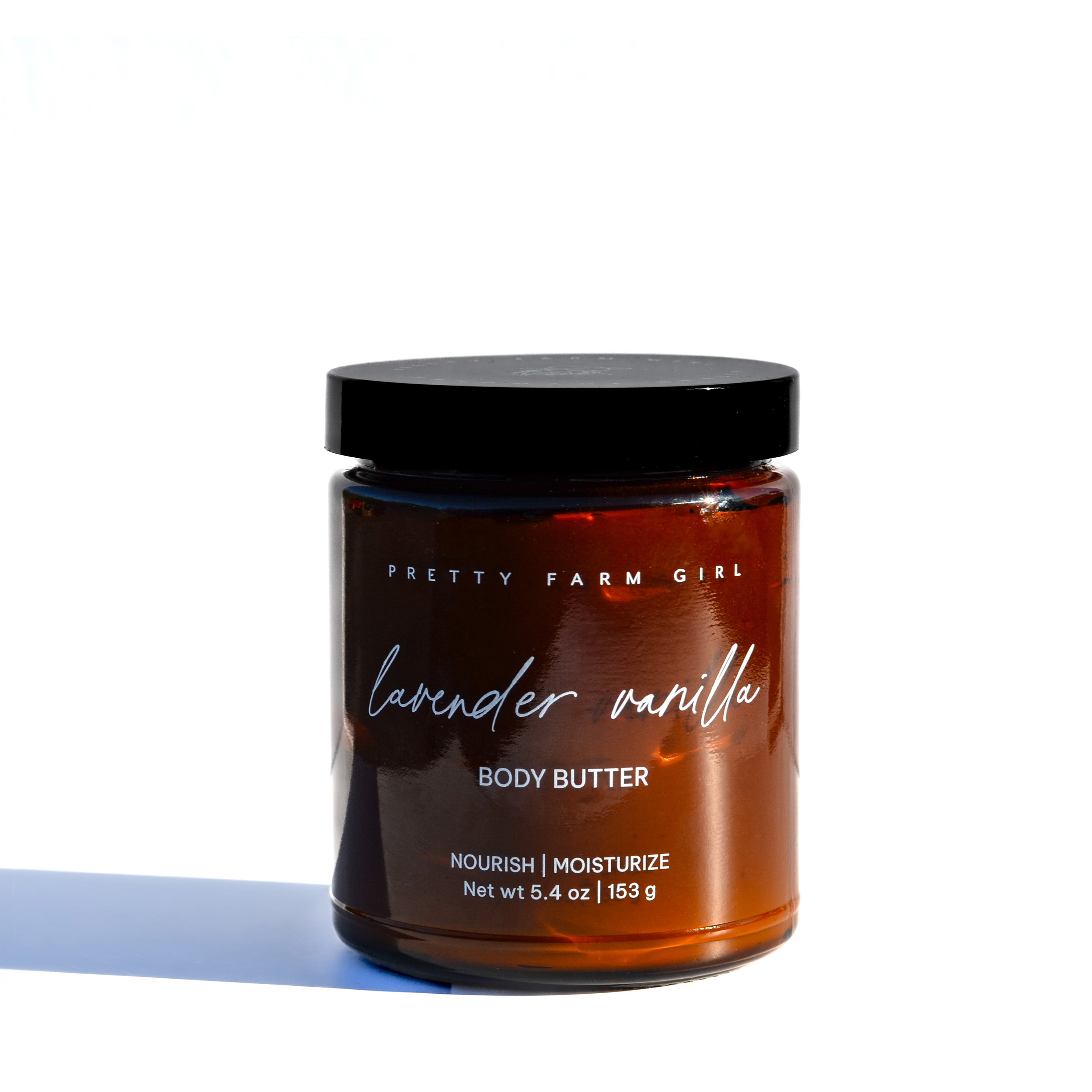 Lavender vanilla bean tallow body butter cream by Pretty Farm Girl, featuring a creamy texture and calming floral scent.