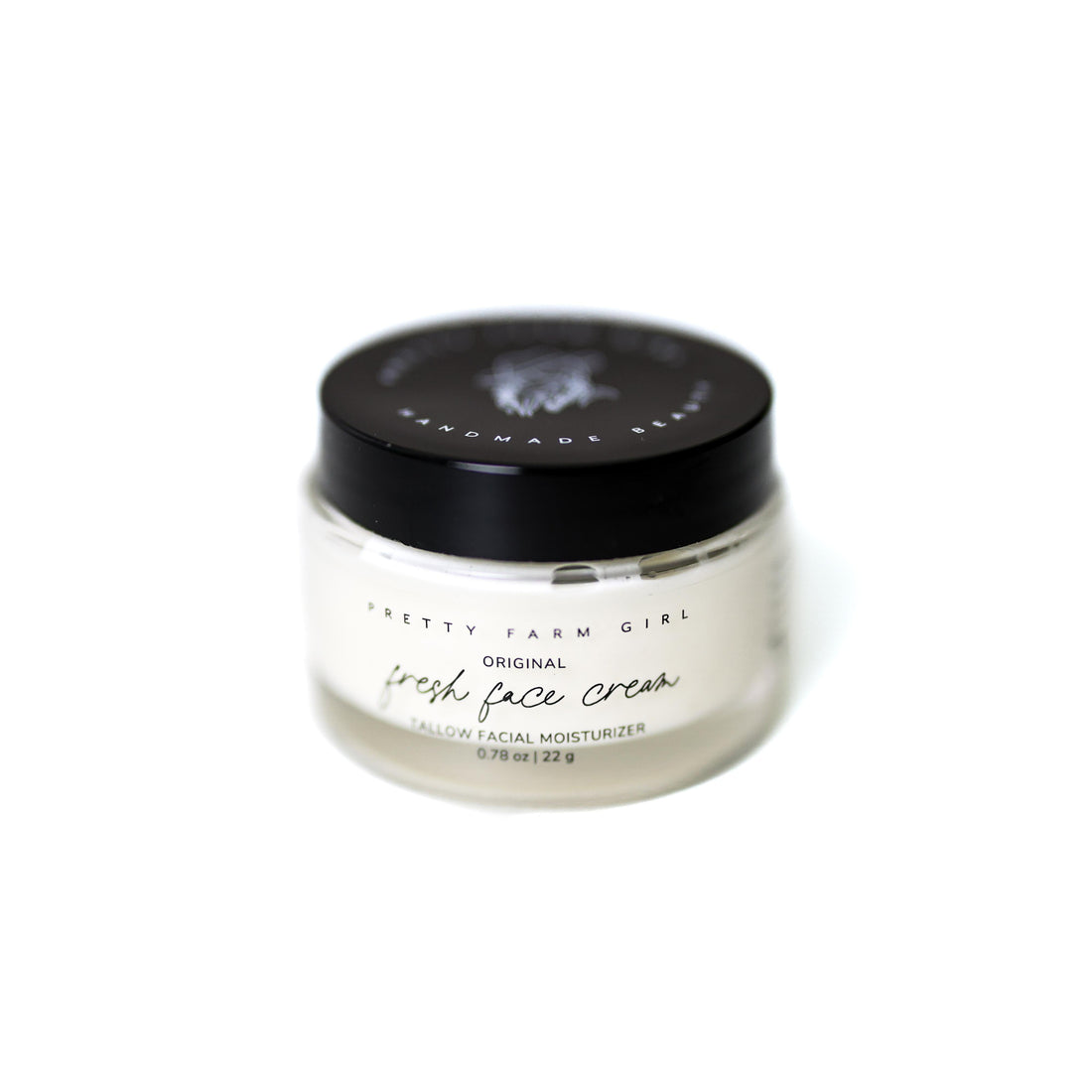 Pretty Farm Girl Fresh Face Cream anti-aging tallow moisturizer in a jar, smooth and creamy skincare product for radiant skin