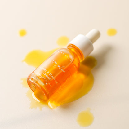 Pretty Farm Girl Rose Glow Anti-Aging Face Serum bottle with dropper, highlighting its pink and gold packaging.