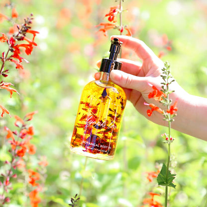 Pretty Farm Girl Lymph Love Body Oil for Massage, featuring a sleek bottle with natural ingredients for health and beauty use.