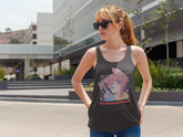 Yūjin Clothing Booped Tank Top displayed on a hanger, lightweight sleeveless top with a casual fit and soft fabric.