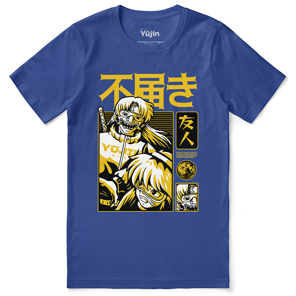 Yūjin Clothing Prideful T-Shirt featuring vibrant rainbow design and comfortable fit, ideal for expressing pride and style.