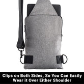 Shield Your Body SYB Sling Bag backpack viewed from the rear showing adjustable shoulder strap and sleek black design.