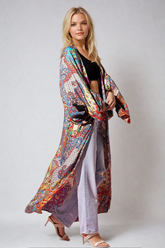 Wildroot Ethereal Duster Kimono by Fitkitty Culture features lightweight, flowy fabric with intricate pattern details.