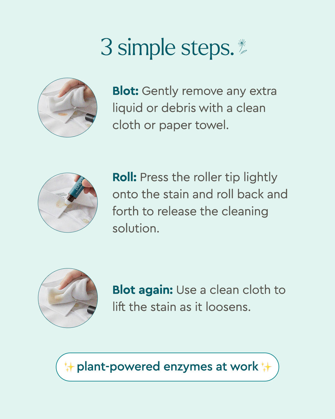 Puracy laundry stain remover bottle with white label and blue cap, designed to eliminate tough stains from clothing.