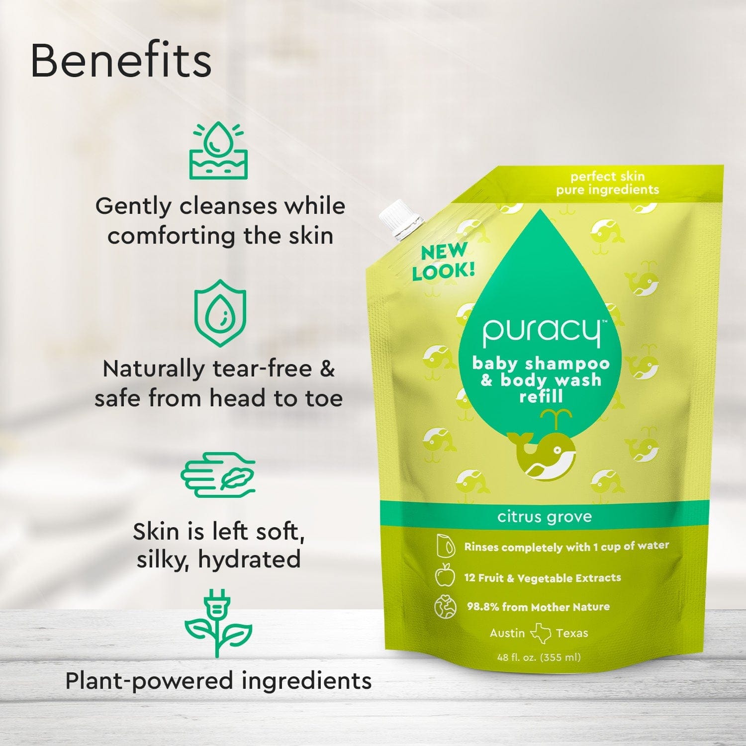 Puracy Baby Shampoo &amp; Body Wash with tear-free formula, gentle on baby&