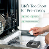 Puracy dishwasher detergent pods in a clear container, showcasing their compact, pre-measured design for effective cleaning.