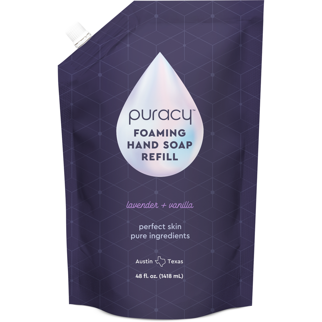 Puracy lavender vanilla foaming hand soap set of three bottles with pump dispenser for gentle hand cleansing