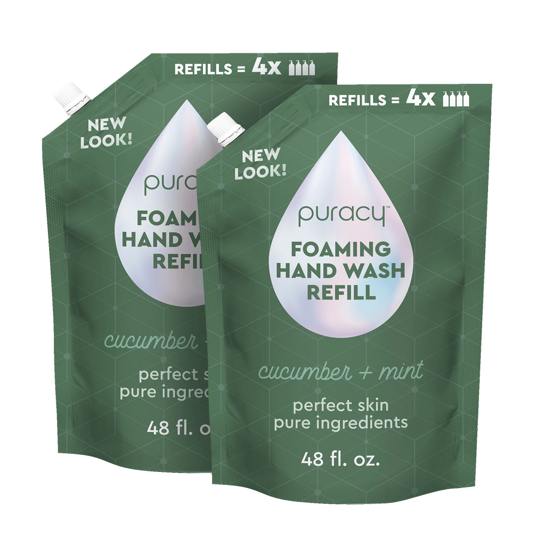 Puracy lavender vanilla foaming hand soap in a pump bottle, set of three, with a gentle, fragrant formula for hand cleaning.