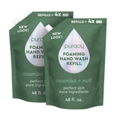 Puracy lavender vanilla foaming hand soap in a pump bottle, set of three, with a gentle, fragrant formula for hand cleaning.
