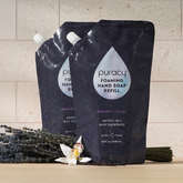 Puracy lavender vanilla foaming hand soap bottles, natural ingredients, standard pack of three, gentle and moisturizing hand wash