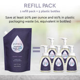 Set of three Puracy foaming hand soap bottles with lavender vanilla scent, featuring clear pump dispensers and stylish labeling.