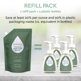 Puracy lavender vanilla foaming hand soap bottles in a standard pack of three, featuring a clear dispenser with lavender and vanilla scent.
