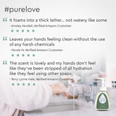 Puracy lavender vanilla foaming hand soap bottles in a standard pack of three, showcasing the pump dispenser and label design.