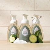 Puracy lavender vanilla foaming hand soap bottles in a standard pack of three, featuring a gentle foaming formula and attractive packaging.