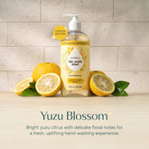 Puracy gel hand soap with yuzu scent in a clear pump bottle, showing the soap&