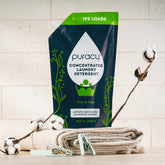 Puracy concentrated unscented laundry detergent in a 48oz bottle, sulfate-free and suitable for all laundry loads.