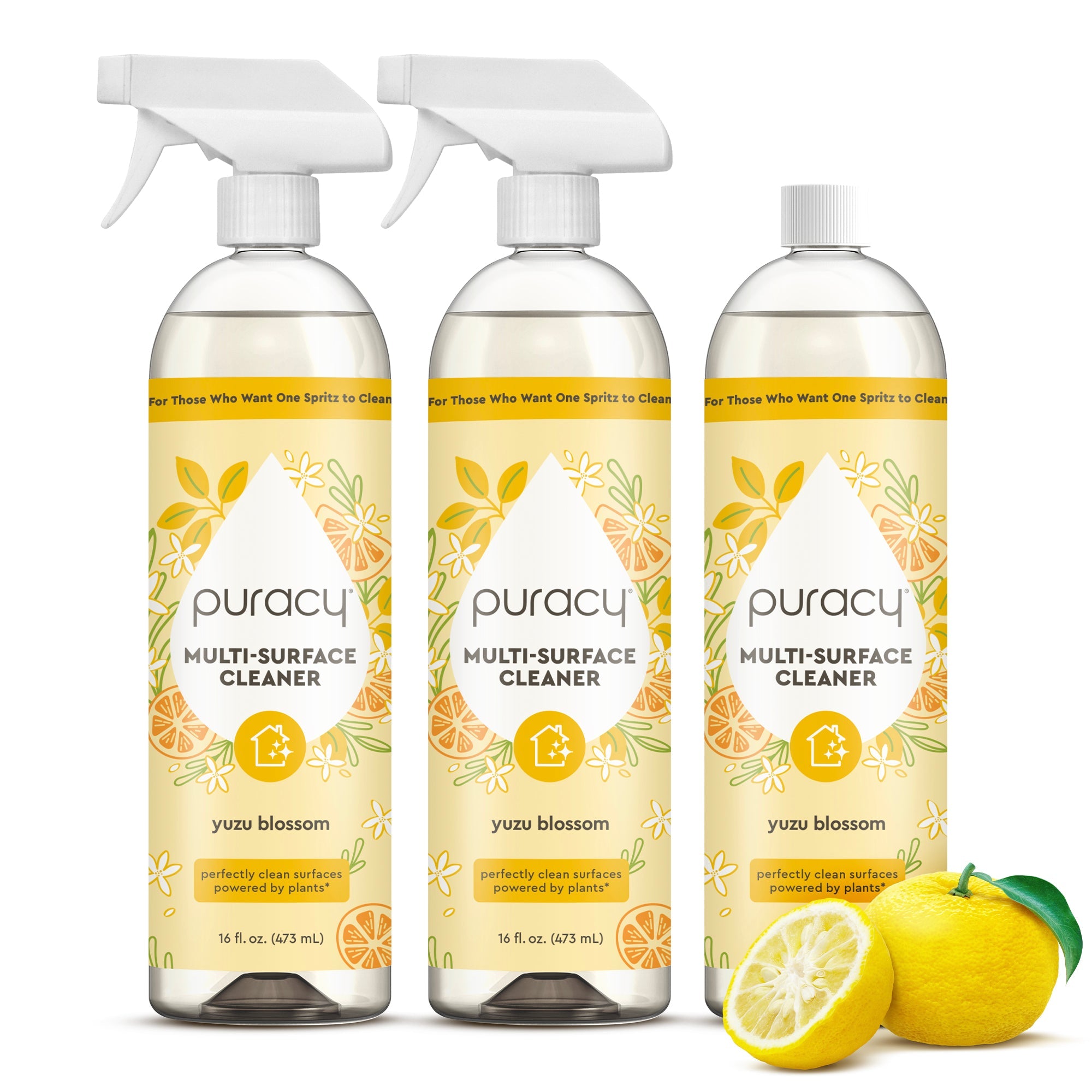 Puracy Everyday Multi-Surface Cleaner bottle with spray nozzle, designed for cleaning various household surfaces.