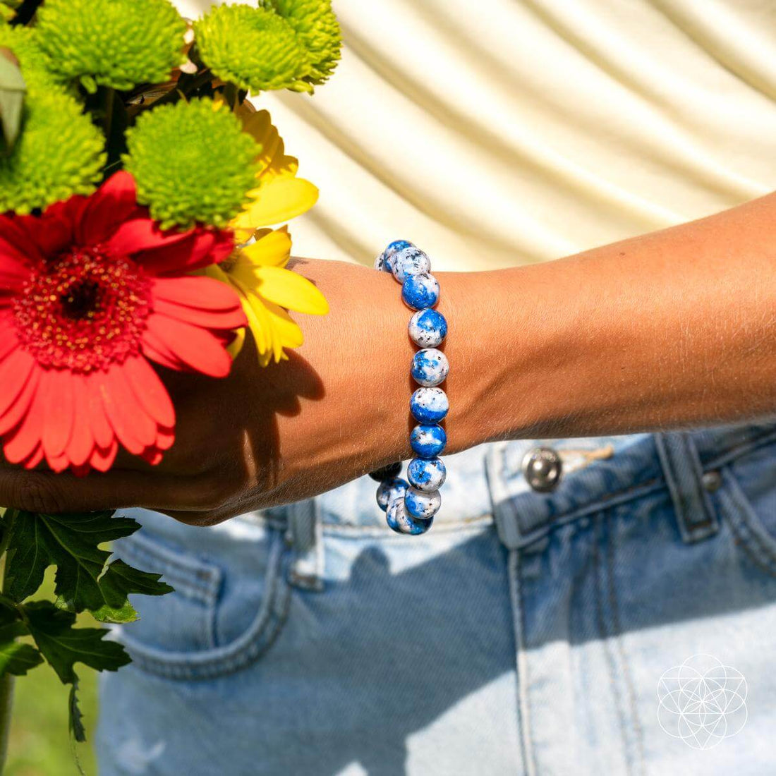 Close-up of a Rare K2 Stone bracelet by Conscious Items, featuring natural stone beads for spiritual adventure and style.