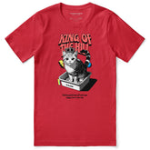 Yūjin Clothing King of the Hill cat T-Shirt featuring a graphic of a cat, casual fit, and soft cotton fabric.