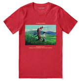 Black Devil and Boy T-Shirt by Yūjin Clothing featuring a graphic print of a devil with a boy in a casual style.