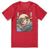 Yūjin Clothing Cat Final Battle T-Shirt featuring a detailed cat graphic design on a comfortable casual tee