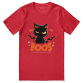 Yūjin Clothing Here For The Boos T-Shirt featuring a spooky ghost graphic on a black cotton tee.