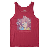 Yūjin Clothing Booped Tank Top displayed on a hanger, featuring a casual sleeveless design in soft fabric.
