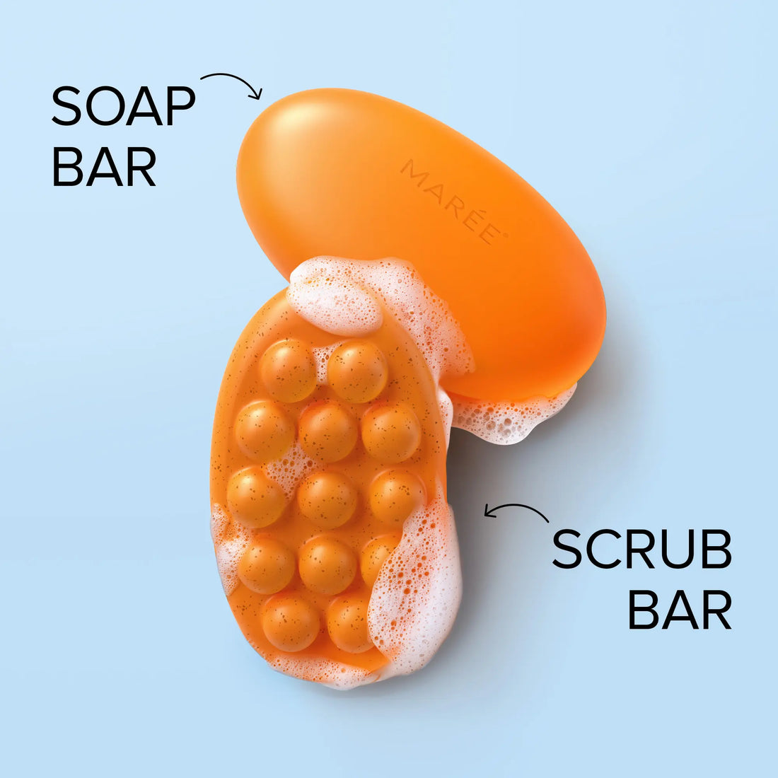 Maree Turmeric Kojic Soap and Scrub set, featuring a soap bar and exfoliating scrub with turmeric and kojic ingredients for skin brightening.