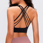 Blackout Barbell Ryla Bra featuring smooth fabric and supportive design, shown on a model with a focus on the bra&