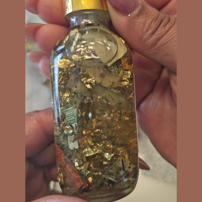 Rich Bitch Conjure Fast Money Oil, a luxury hoodoo conjure oil for quick cash and prosperity, shown in a small glass bottle.