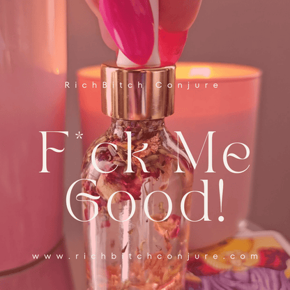 Rich Bitch Conjure Hoodoo Conjure Oil for lust, passion, and attraction, featuring spiritual rootwork oil with magnetic and desire properties.