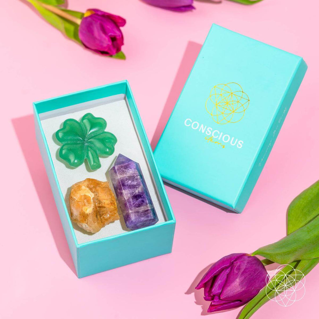 Conscious Items Road Guardians Lucky Car Crystal Kit with various healing crystals for positive energy in your vehicle.
