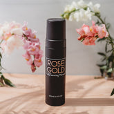 Rose Gold Sunless Rapid Rinse Self Tanning Mousse in dark neutral bronze, whipped foam formula for a natural-looking tan.