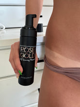 Rose Gold Sunless Rapid Rinse Self Tanning Mousse in dark neutral bronze, whipped foam formula for a natural sun-kissed glow.
