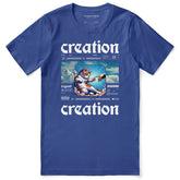 Yūjin Clothing Divine Creation cat T-shirt with vibrant feline graphic, made from soft cotton fabric for comfortable wear.