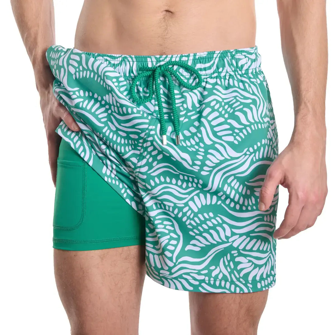 Men’s Premium Compression-Lined Hybrid Shorts – Salt Spray - Palm and Surf