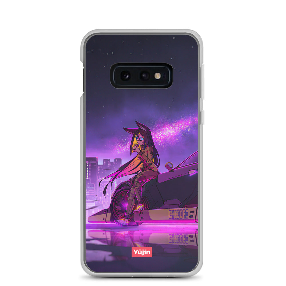 Cyber Girl Samsung phone case by Yūjin Clothing featuring a vibrant cyber-inspired girl design on a protective cover.