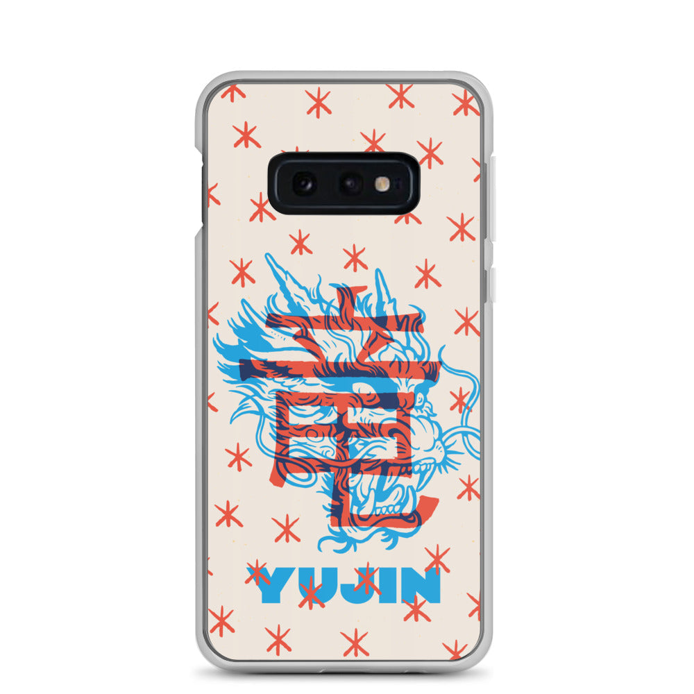 Furious Dragon Samsung phone case by Yūjin Clothing featuring a detailed dragon design in vibrant colors.
