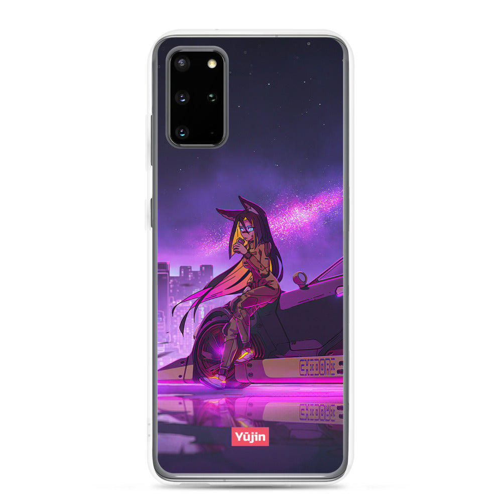 Cyber Girl Samsung phone case by Yūjin Clothing featuring a vibrant cyber-inspired design on a protective accessory.