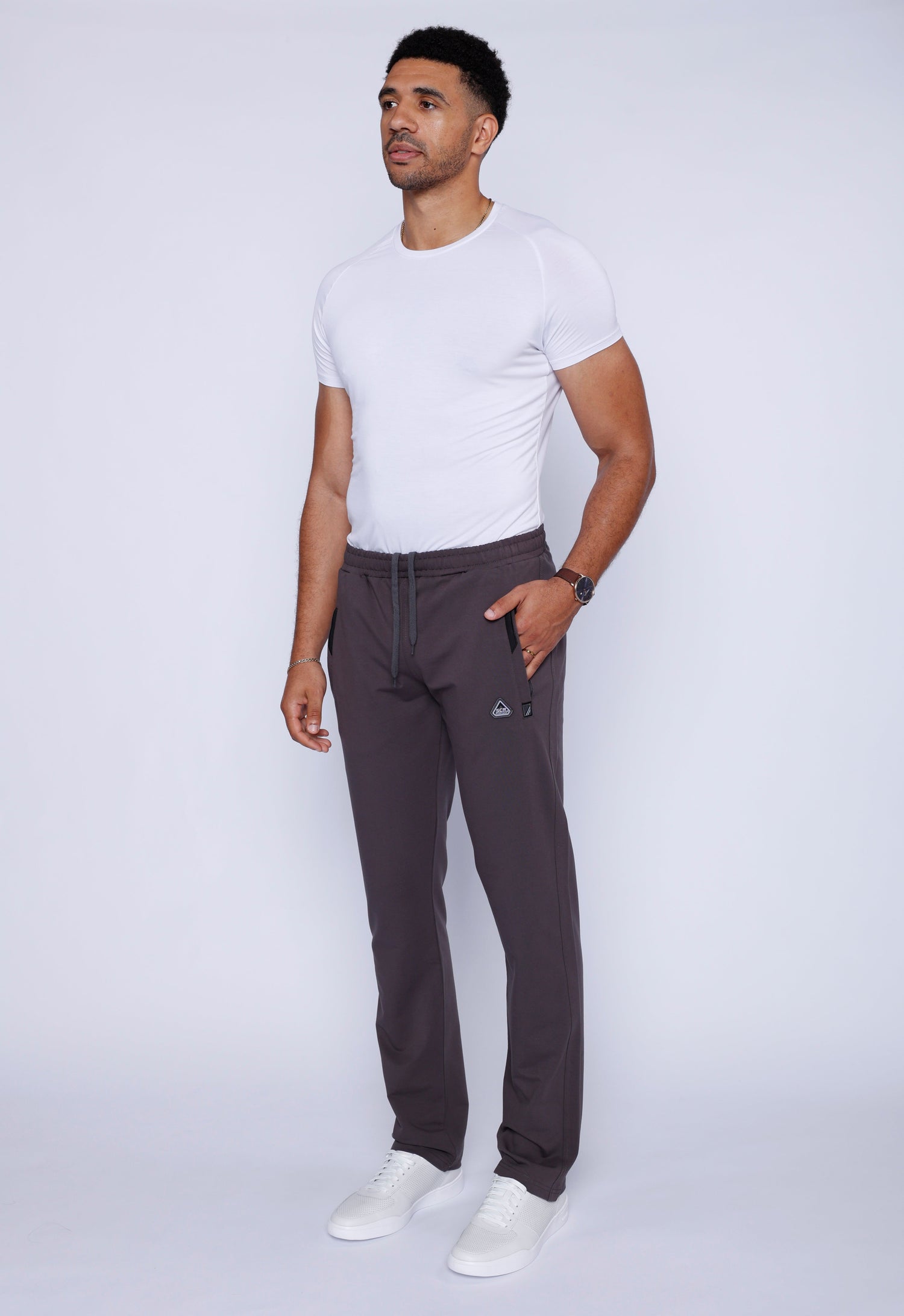 Men’s SCR Sportswear All-Day Comfort athletic straight-leg sweatpants in charcoal, tall fit, 34-inch inseam, casual activewear for men.