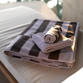 Set of five luxurious Shadmoor Australian Cotton Towels by Italic, soft and plush for home-bath use.