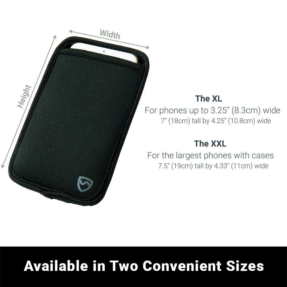 Black Shield Your Body SYB Phone Pouch for mobile phones, large size, durable accessory with secure closure.