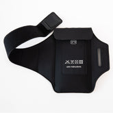 Shield Your Body arm band phone pouch worn on arm, adjustable mobile phone holder for workout or outdoor activities.