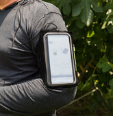 Shield Your Body arm band phone pouch worn on arm, mobile phone accessory for sports and outdoor activities.