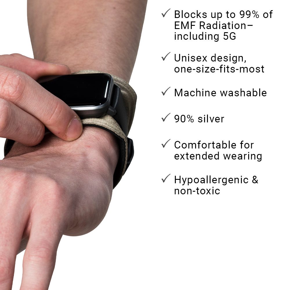 Shield Your Body wristband with infographic design, showing a comfortable, durable wristband for everyday wear and support.